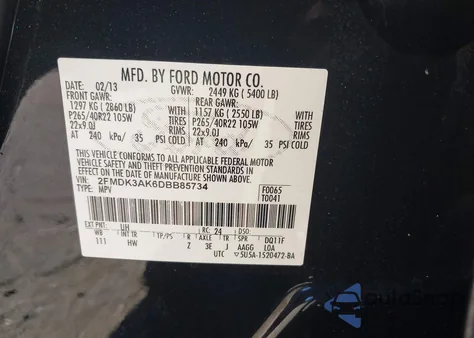 2013 Ford Edge Sport from USA, damaged, VIN 2FMDK3AK6DBB85734